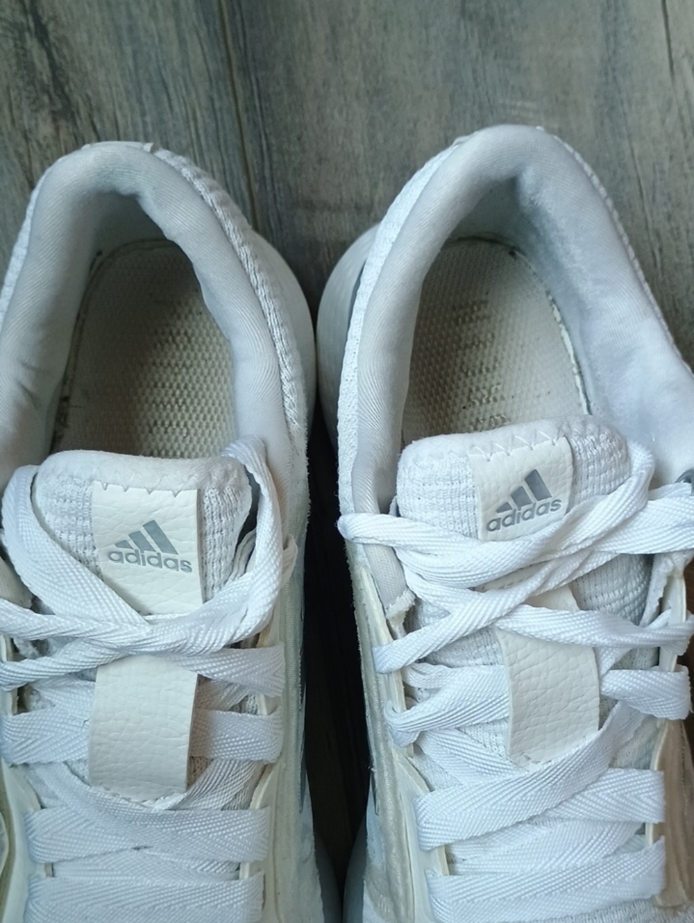 adidas White and Silver Knit Training Sneakers - Picture 6 of 8